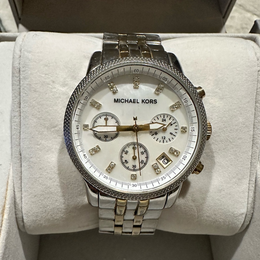 Women’s Michael Kors 'Ritz' Chronograph Crystal Two-Tone Watch